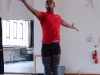 Damien Johnson rehearses the role of Orpheus