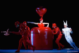 Zenaida Yanowsky as the Queen of Hearts, Ricardo Cervera as the White Rabbit and Artists of The Royal Ballet.