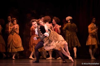 Claire Calvert as Lescaut's Mistress and Alexander Campbell as Lescaut.