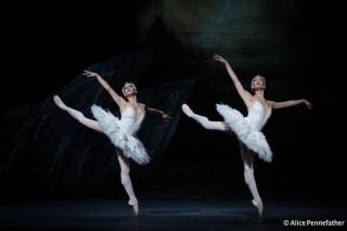 Mayara Magri and Tierney Heap as Big Swans in the Royal Ballet's Swan Lake.