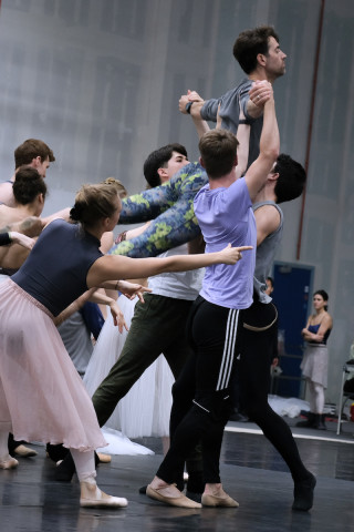 James Forbat and Artists of English National Ballet during Cinderella rehearsals.